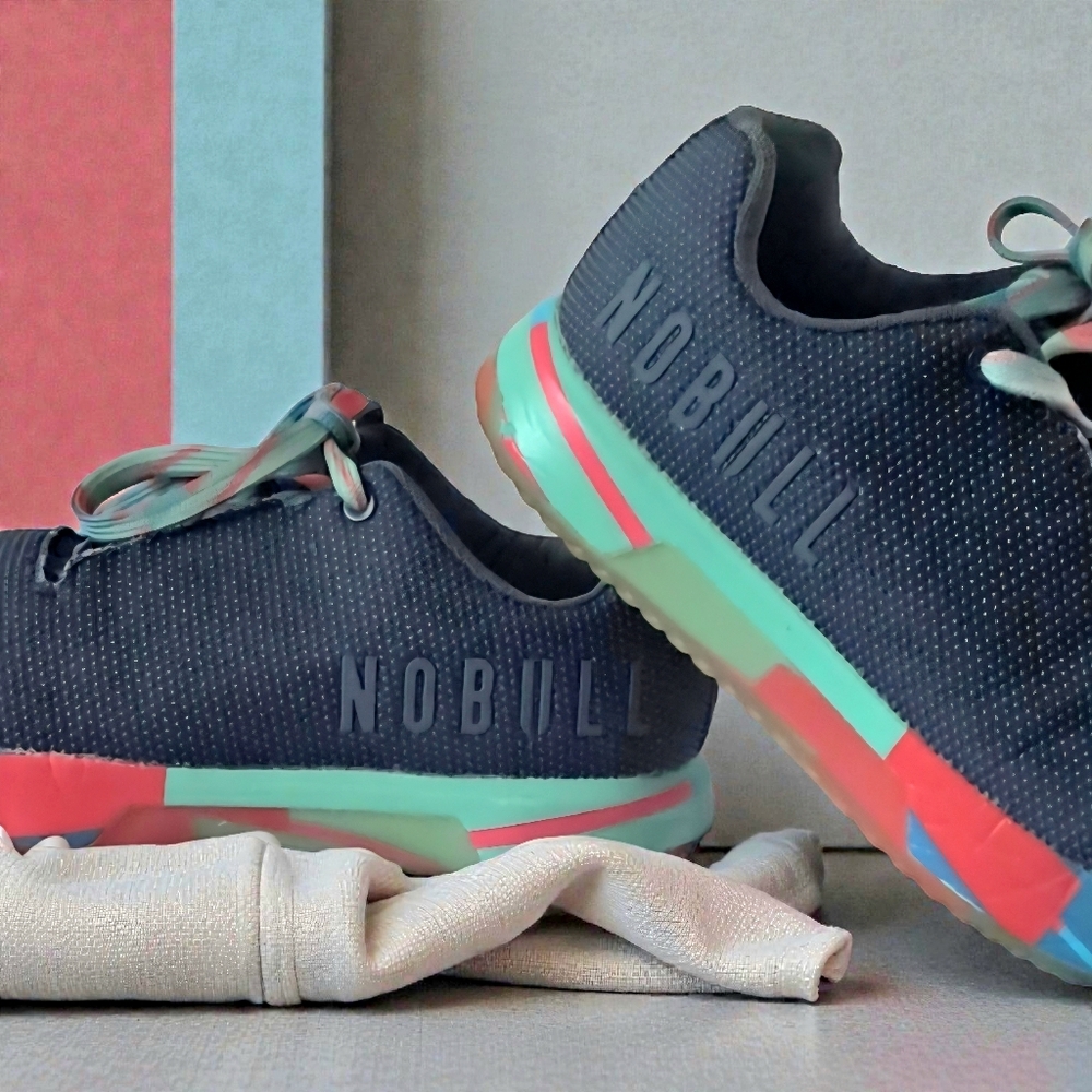 Nobull Trainer Shoes Black MultiColor Sole Lightning SuperFabric Womens Size 9.5